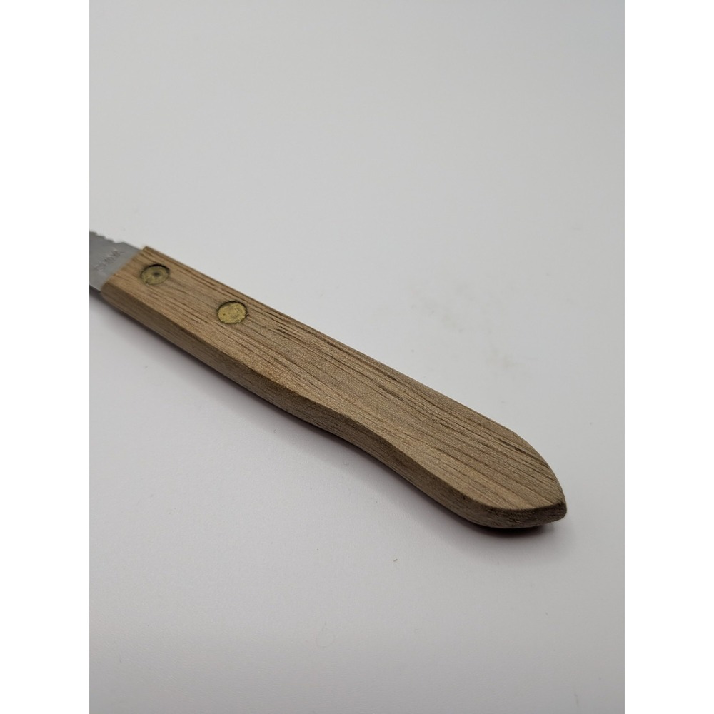 Vintage Ekco Stainless Grapefruit Knife Wood Handle USA Curved Serrated - 7 1/4" - Picture 3 of 7